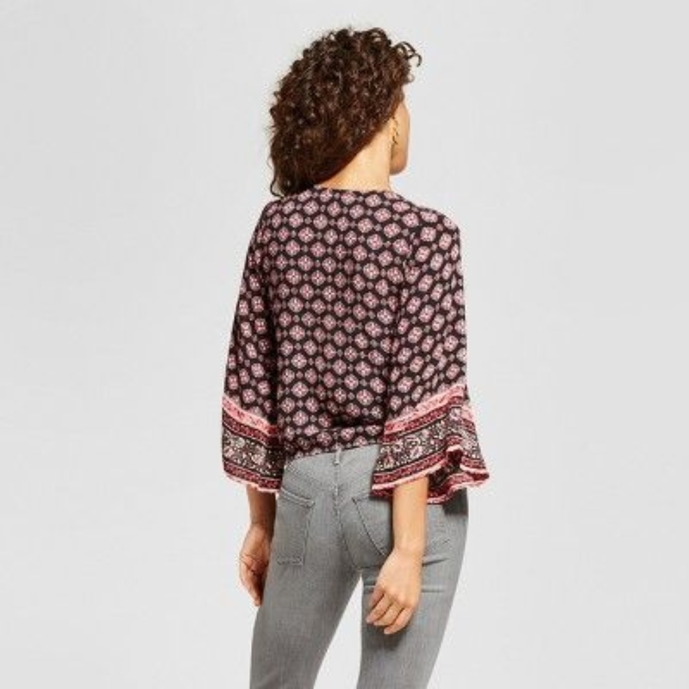 'FINAL'  NEW Surplice Bohemian Wrap Peasant Top B6 - Picture 2 of 8